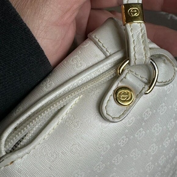 Vintage GUCCI White GG Monogram Coated Canvas Small Shoulder Crossbody Bag - Picture 16 of 16